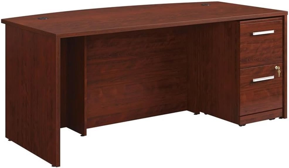 72" Bowfront Commercial Exec Desk, Classic Cherry Finish