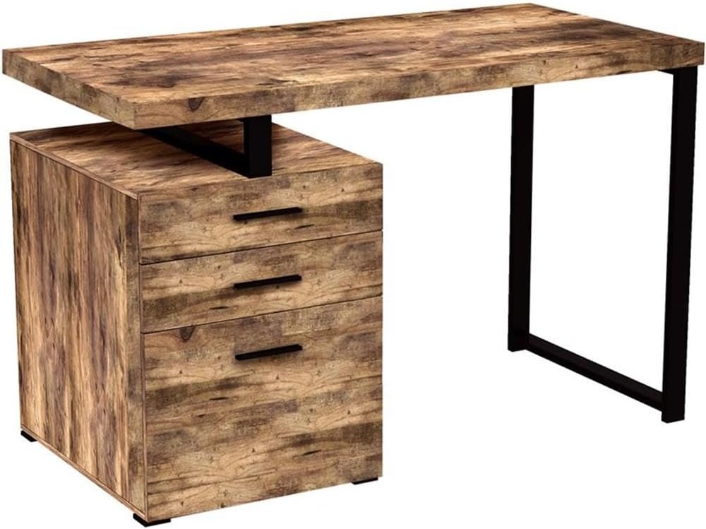 47.25" L Black Metal Computer Desk in Brown Reclaimed Wood