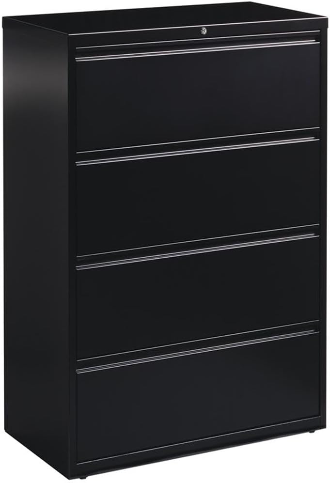 36" 4-Drawer Modern Metal Lateral File Cabinet in Black