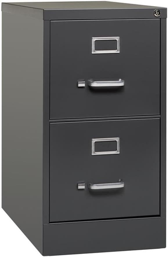 26.5" Metal Vertical File Cabinet with 2 Drawers in Charcoal