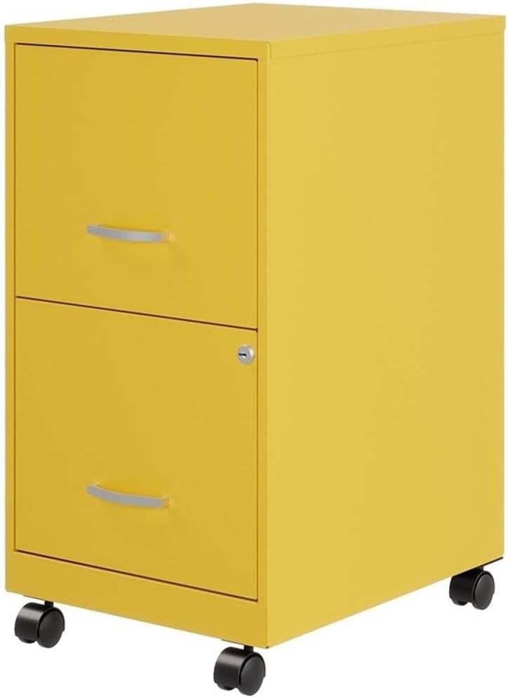 2 Drawers 26.7" Vertical Yellow Metal Filing Cabinet Lockable