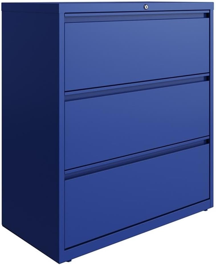 3 Drawers 40.25" Vertical Blue Metal Filing Cabinet Lockable