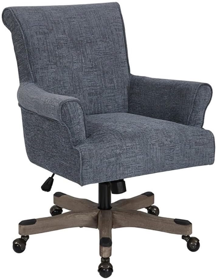 Fabric/Wood Office Chair in Navy/Gray Wash