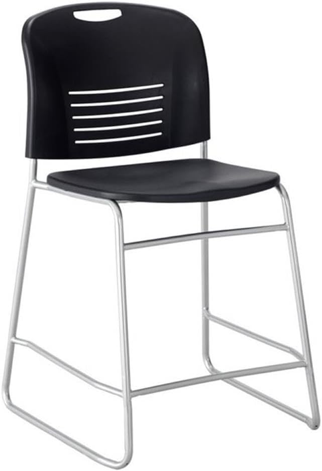 Transitional Metal Counter Drafting Chair in Black/Silver
