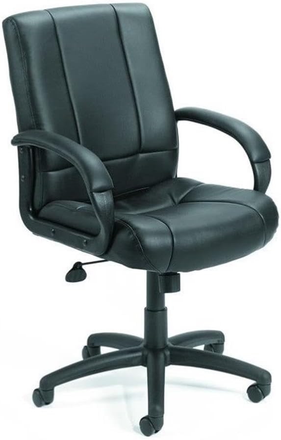 Contemporary Mid-Back Executive Leather Office Chair in Black