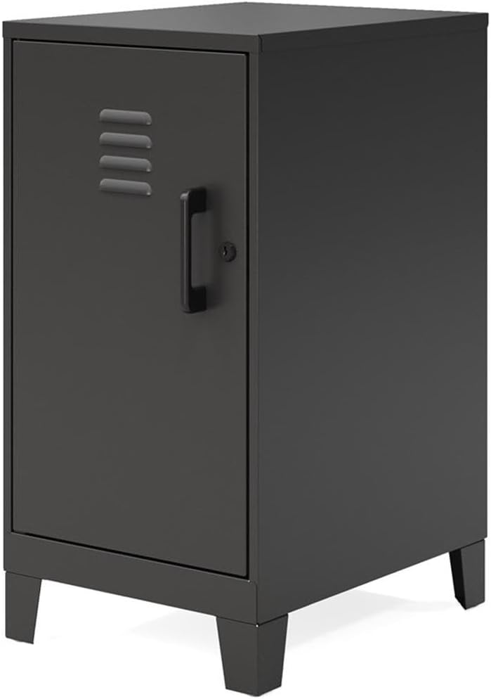 27.5" H 2 Shelf Mini Metal Storage Locker Cabinet in Black