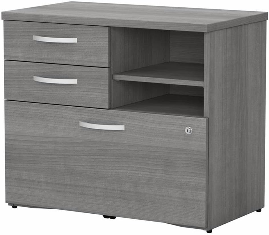 Office Storage Cabinet with Drawers in Platinum Gray - Engineered Wood