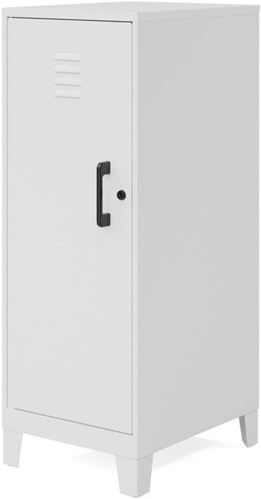 42.5" H 3 Shelf Metal Storage Locker Cabinet 3" Legs in Pearl White